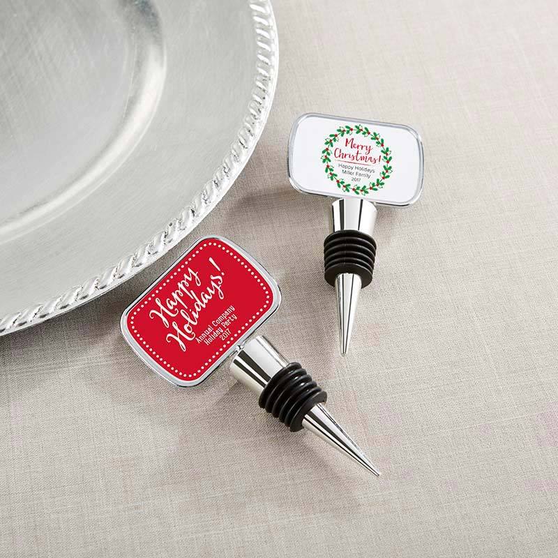 Personalized Silver Bottle Stopper - Holiday