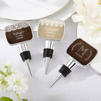Thumbnail for Personalized Silver Bottle Stopper - Rustic Charm Wedding
