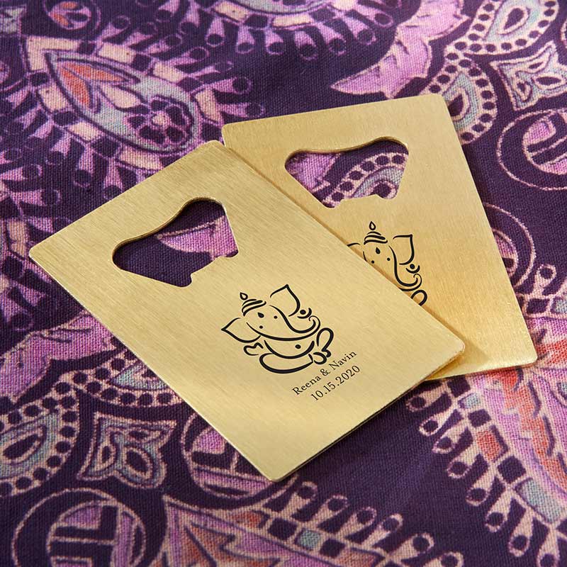 Personalized Gold Credit Card Bottle Opener - Indian Jewel