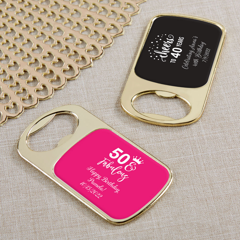 Personalized Gold Bottle Opener - Birthday
