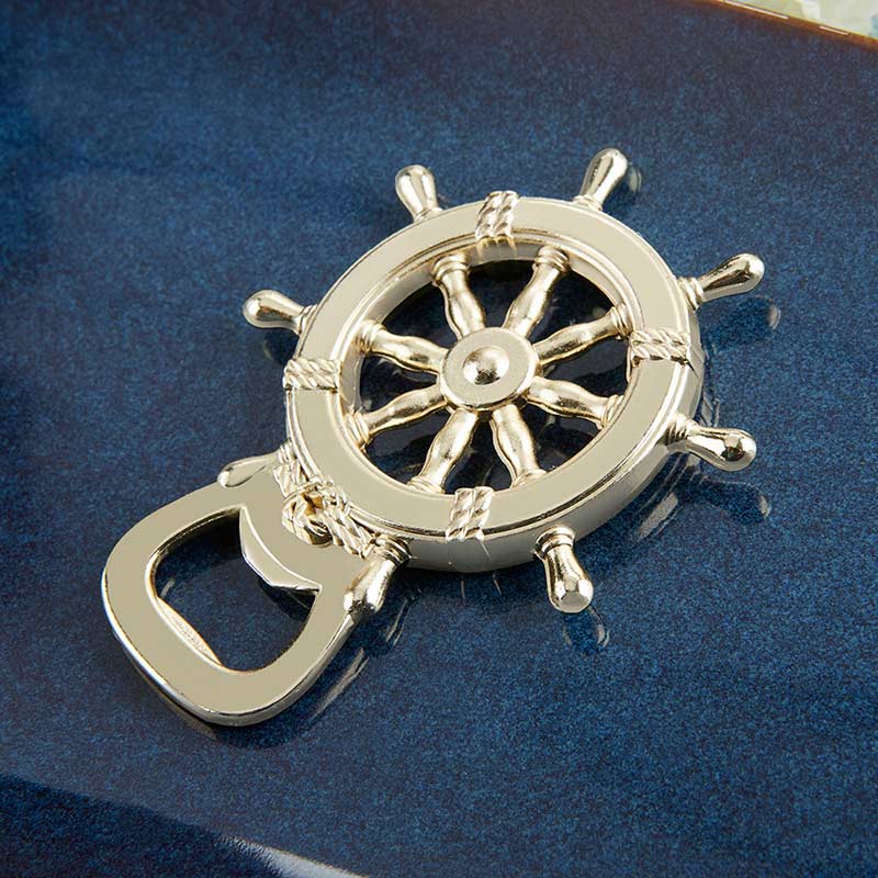 Gold Nautical Ship Wheel Bottle Opener