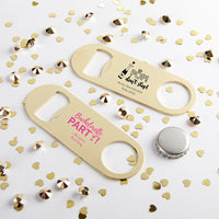 Thumbnail for Personalized Gold Oblong Bottle Opener - Bachelor & Bachelorette