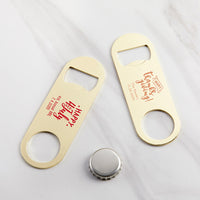 Thumbnail for Personalized Gold Oblong Bottle Opener - Holiday