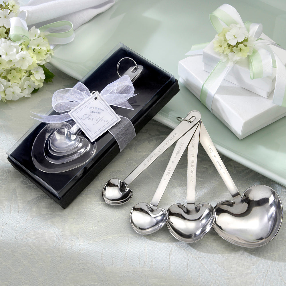 Love Beyond Measure Heart Shaped Measuring Spoons - Wedding (Set of 4) Main Image, Kate Aspen | Kitchen & Barware