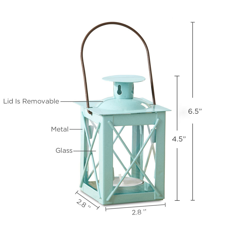 Kate Aspen Luminous Distressed White Mini-Lantern Tea Light Holder