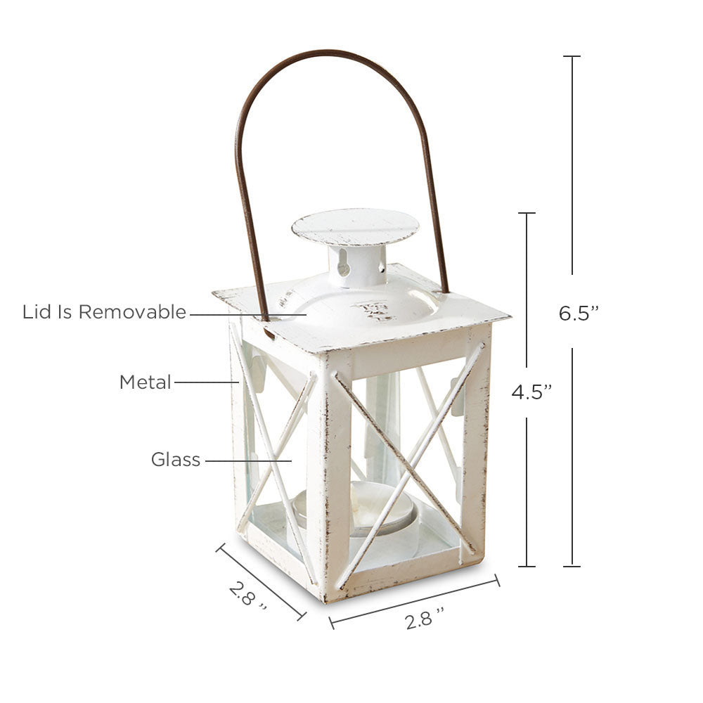 Luminous Distressed White Mini-Lantern Tea Light Holder Alternate Image 7, Kate Aspen | Lanterns