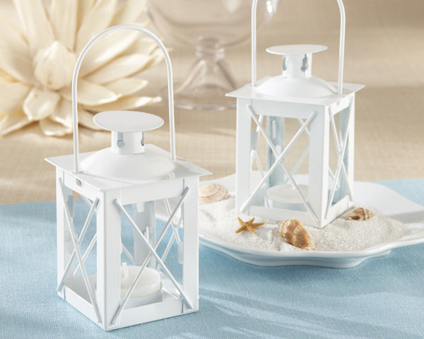 Kate Aspen Luminous Distressed White Mini-Lantern Tea Light Holder