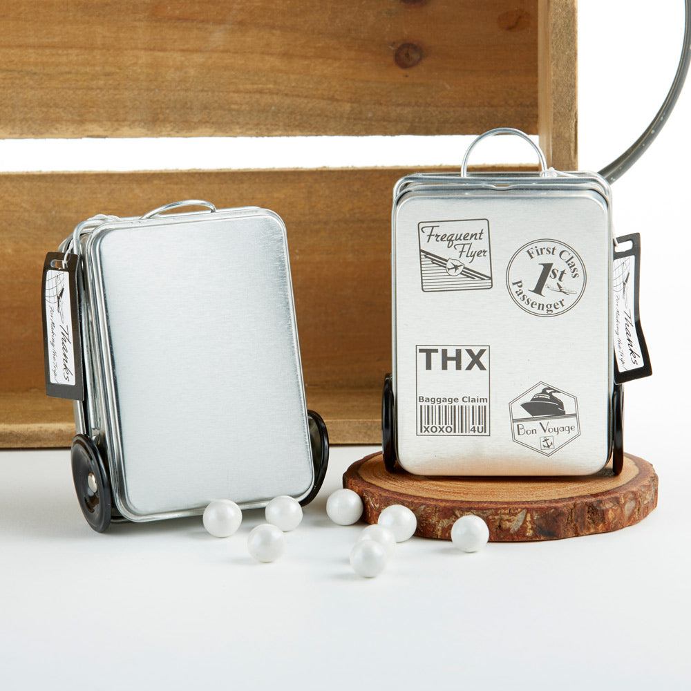 Miles of Memories Suitcase Favor Tins (Set of 12) (Personalization Available)