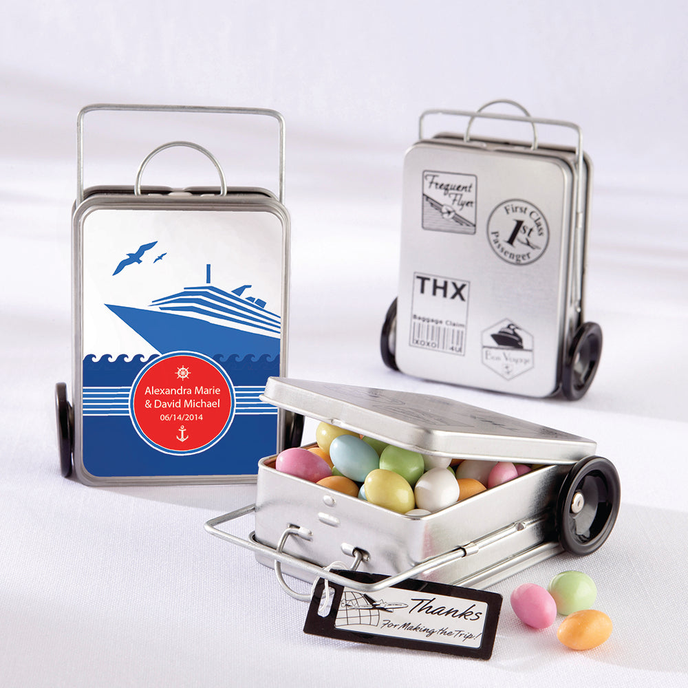 Miles of Memories Suitcase Favor Tins (Personalization Available)