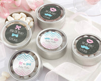 Thumbnail for Personalized Silver Round Candy Tin - Gender Reveal Bow or Beau Ombre (Set of 12)