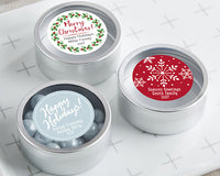 Thumbnail for Personalized Silver Round Candy Tin - Holiday (Set of 12)