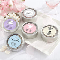 Thumbnail for Personalized Silver Round Candy Tin - Religious (Set of 12)