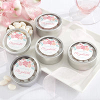 Thumbnail for Personalized Silver Round Candy Tin - Rustic Bridal Shower (Set of 12)