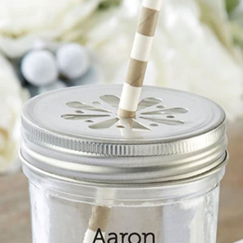 Flower Stamped Mason Jar Lid (Set of 20) Main Image, Kate Aspen | Lids