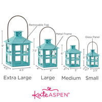 Thumbnail for Vintage Blue Distressed Lantern - Large Alternate Image 6, Kate Aspen | Lanterns