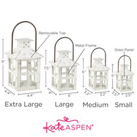 Thumbnail for Vintage White Distressed Lantern - Small Main Image0, Kate Aspen | Lanterns