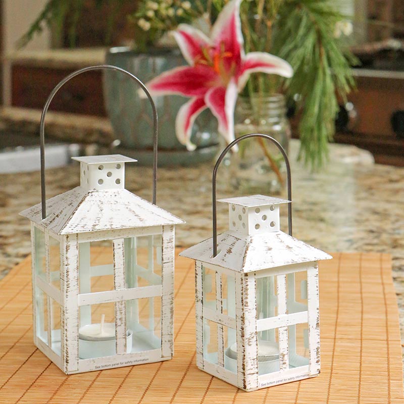 Vintage White Distressed Lantern - Small Alternate Image 7, Kate Aspen | Lanterns