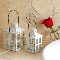 Thumbnail for Vintage White Distressed Lantern - Small Alternate Image 3, Kate Aspen | Lanterns