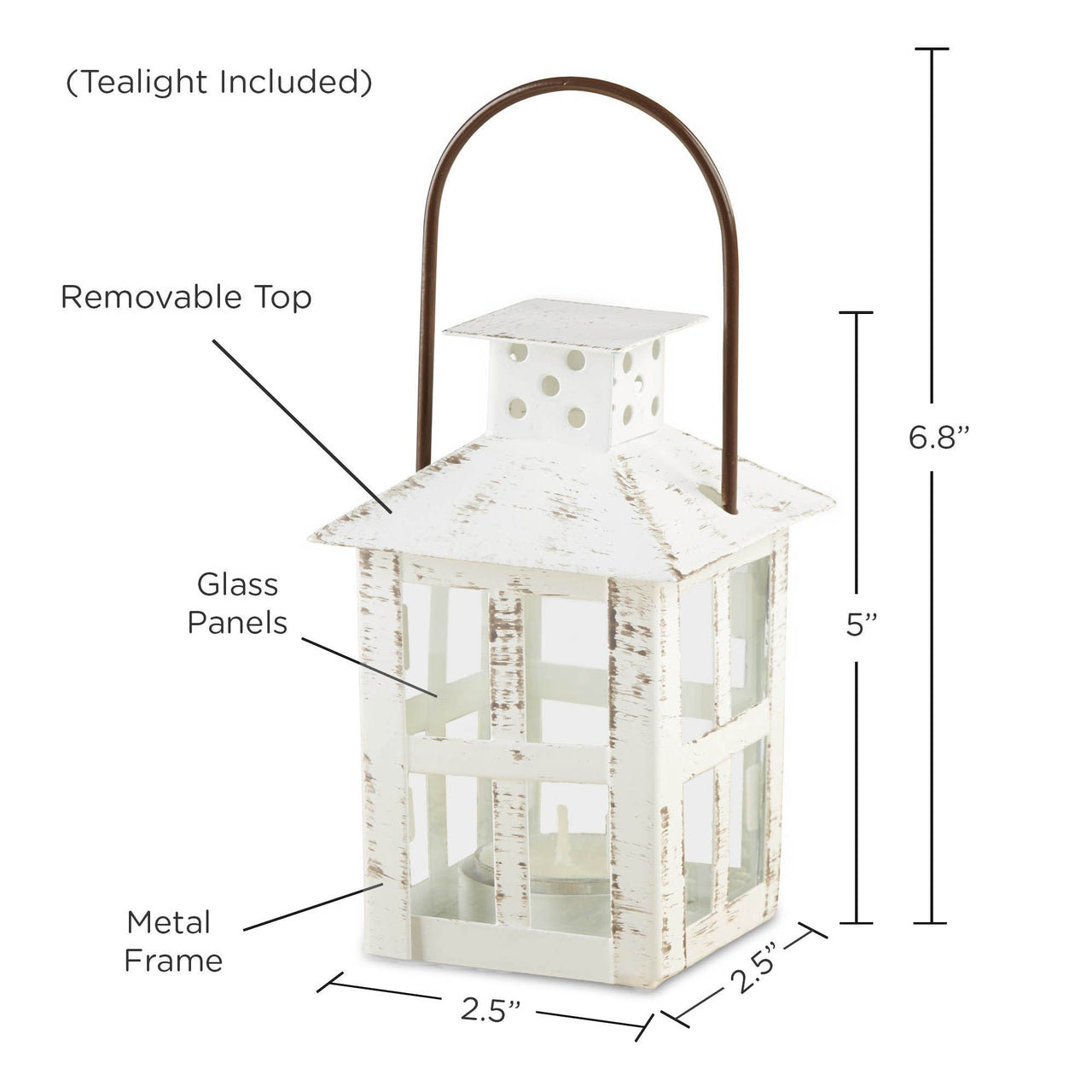 Vintage White Distressed Lantern - Small Alternate Image 5, Kate Aspen | Lanterns