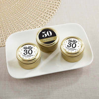 Thumbnail for Personalized Gold Round Candy Tin - Milestone Birthday (Set of 12)