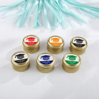 Thumbnail for Personalized Gold Round Candy Tin - Congrats Graduation Cap (Set of 12)