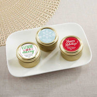 Thumbnail for Personalized Gold Round Candy Tin - Holiday (Set of 12)