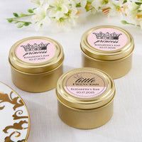 Thumbnail for Personalized Gold Round Candy Tin - Little Princess (Set of 12)
