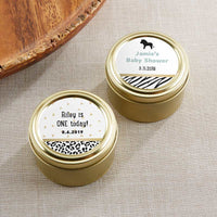 Thumbnail for Personalized Gold Round Candy Tin - Safari (Set of 12)