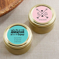 Thumbnail for Personalized Gold Round Candy Tin - Wedding (Set of 12)