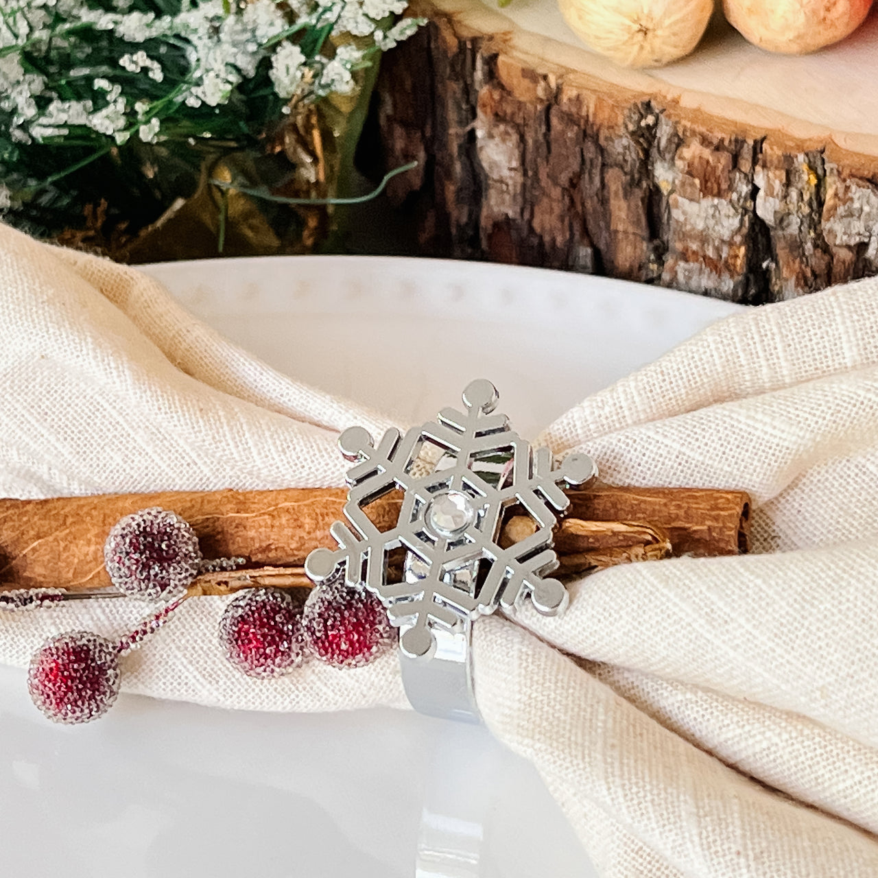 Sparkling Snowflake Napkin Ring (Set of 4) Main Image, Kate Aspen | Napkin Ring