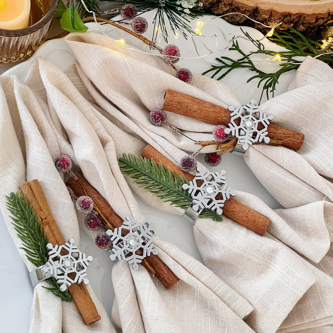 dinner table decor snowflake napkin ring