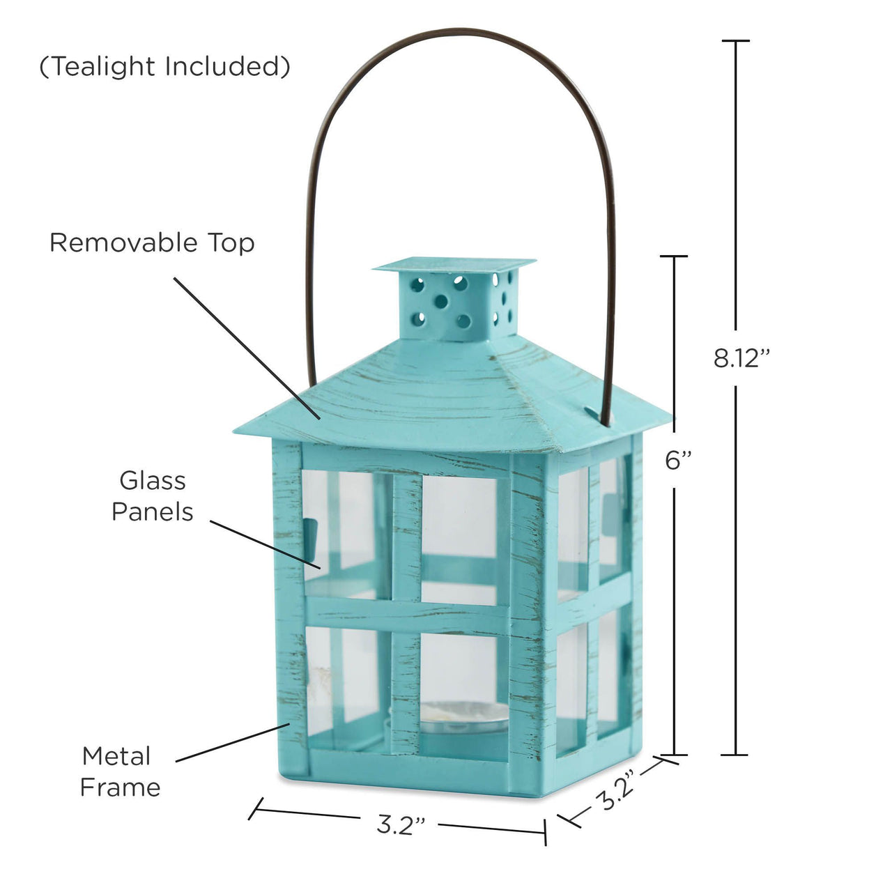 Vintage Blue Distressed Lantern - Medium Alternate Image 3, Kate Aspen | Lanterns