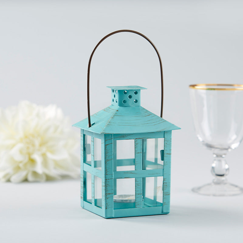 Vintage Blue Distressed Lantern - Medium Main Image, Kate Aspen | Lanterns