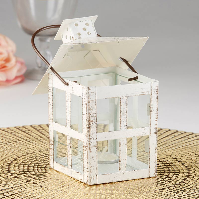 Vintage White Distressed Lantern - Medium Alternate Image 4, Kate Aspen | Lanterns