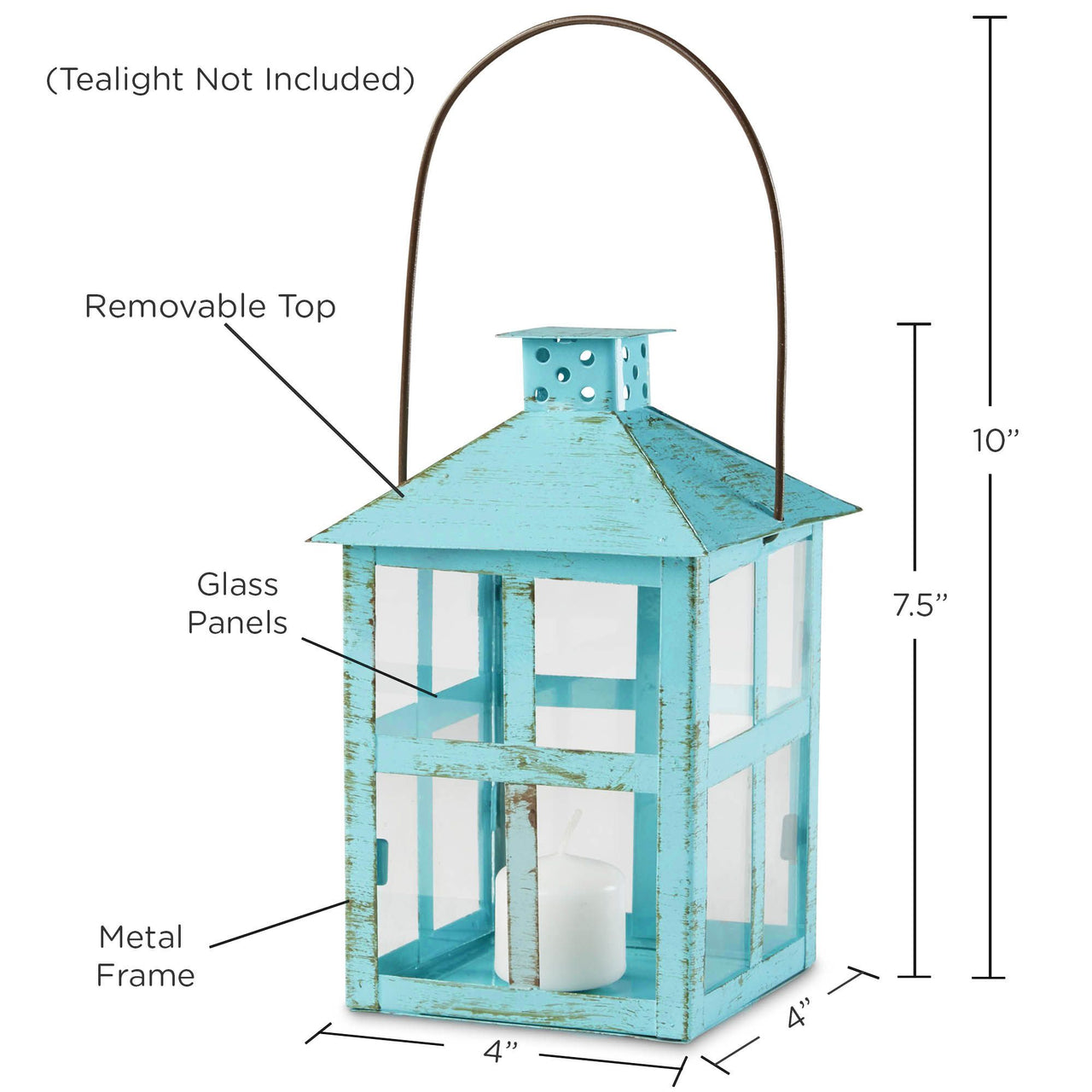 Vintage Blue Distressed Lantern - Large Alternate Image 3, Kate Aspen | Lanterns