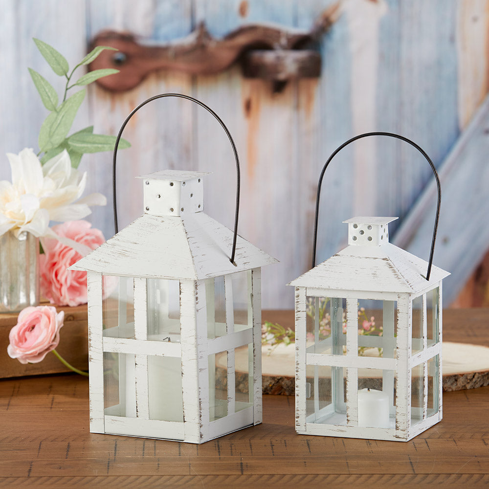 Set Of 2 Battery Operated Led Table Lanterns - Vintage Metal Cage