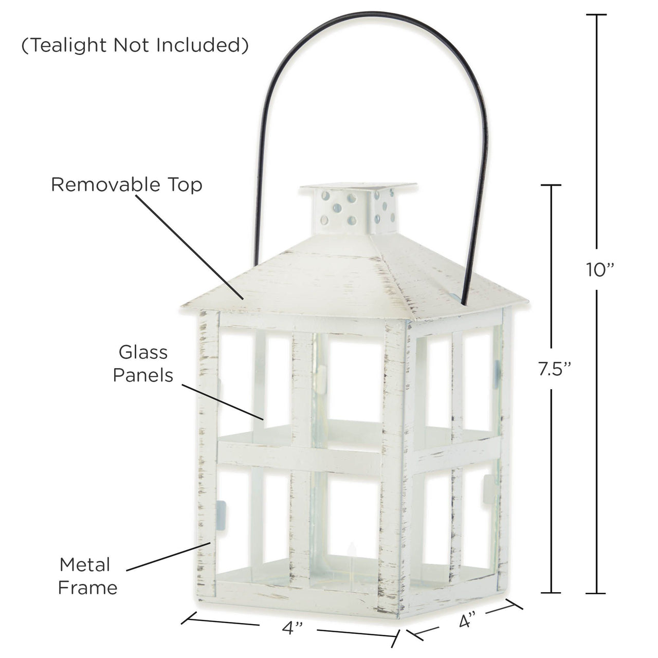 Vintage White Distressed Lantern - Large Alternate Image 3, Kate Aspen | Lanterns