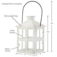 Thumbnail for Vintage White Distressed Lantern - Large Alternate Image 3, Kate Aspen | Lanterns