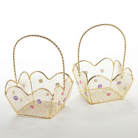 Thumbnail for Indian Jewel Gold Wire Favor Basket with Jewel Details (Set of 6)