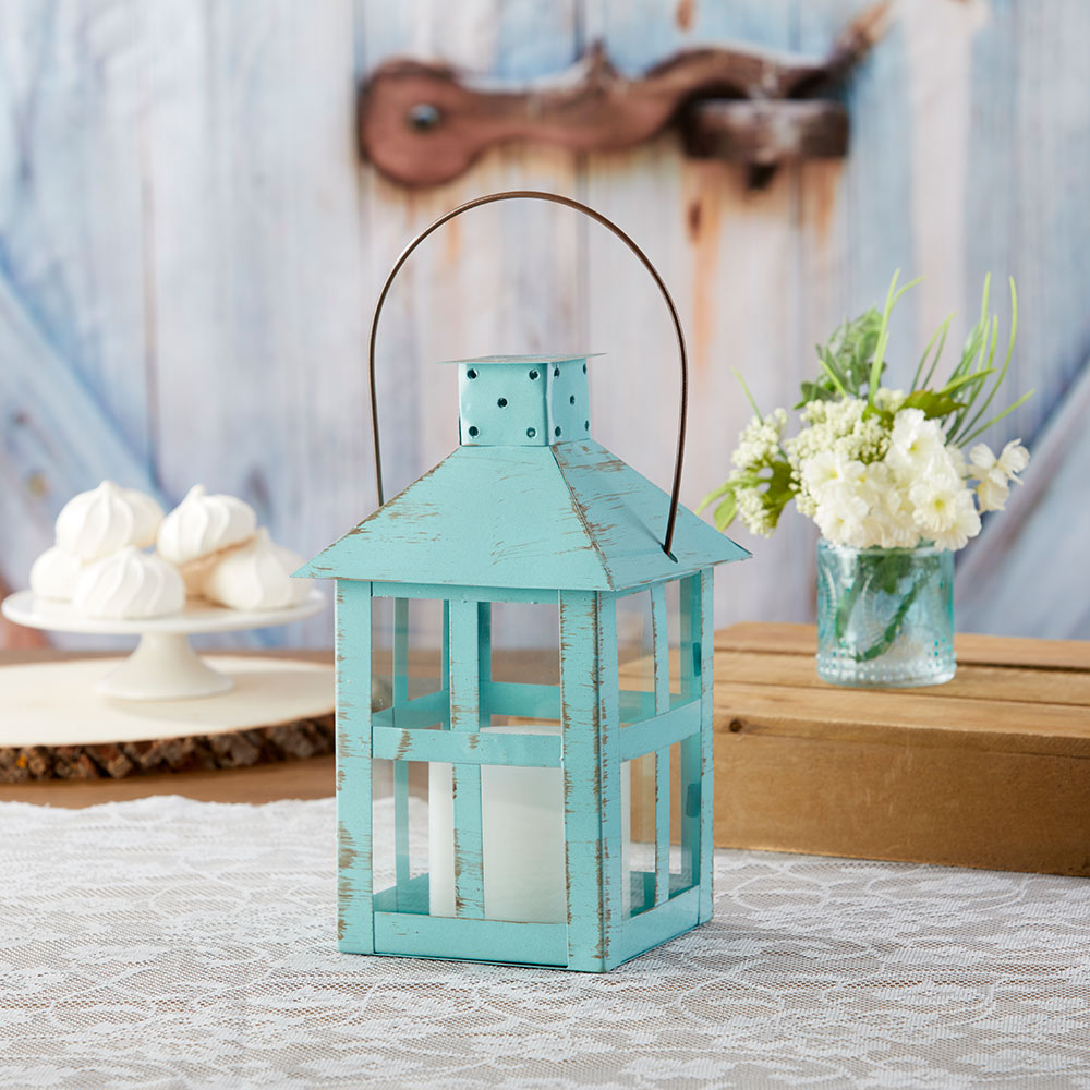 Vintage Blue Distressed Lantern - Extra Large Main Image, Kate Aspen | Lanterns