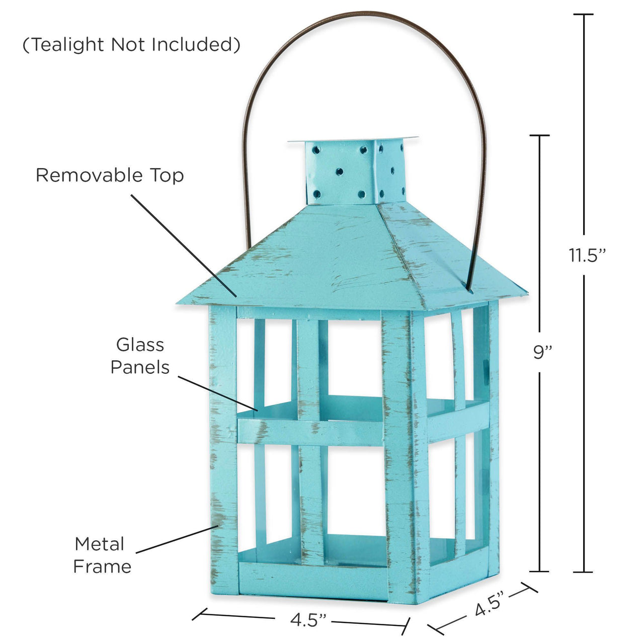 Vintage Blue Distressed Lantern - Extra Large Alternate Image 3, Kate Aspen | Lanterns