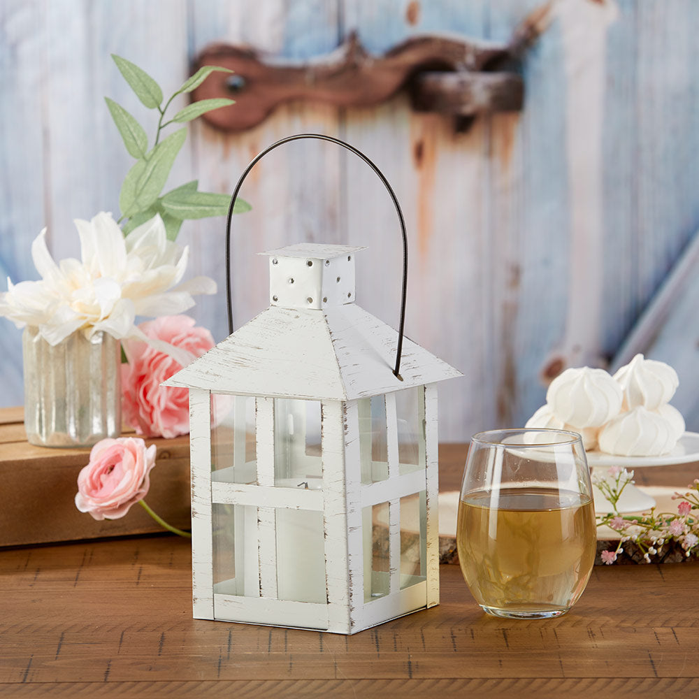 Vintage White Distressed Lantern - Extra Large Main Image, Kate Aspen | Lanterns