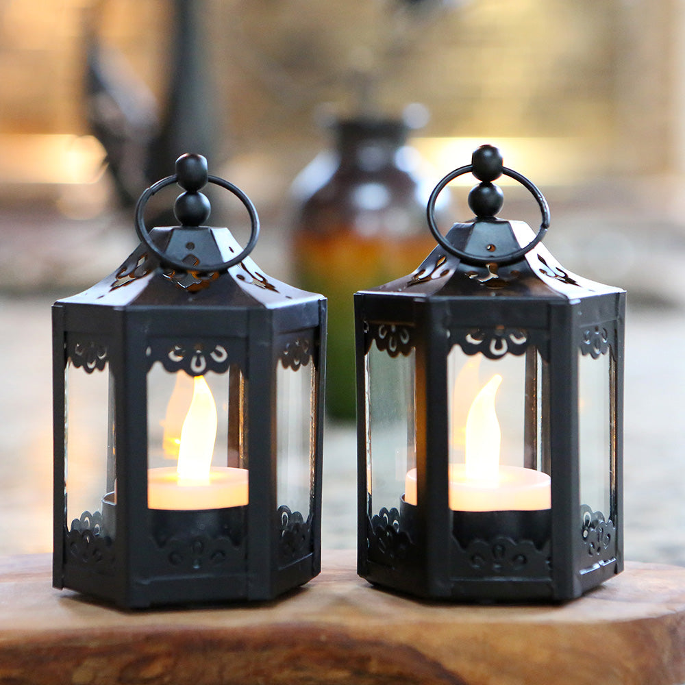 Black Hexagon Mini Lantern (Set of 6)