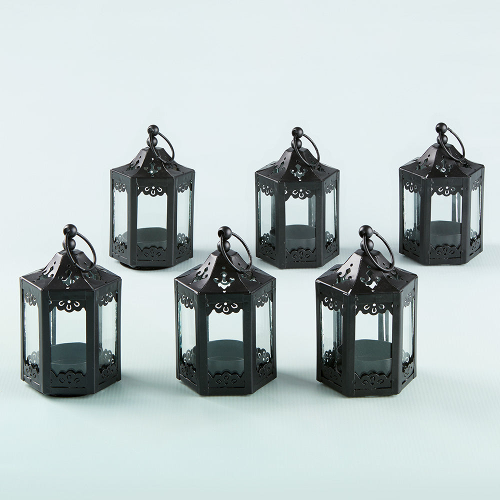 Black Hexagon Mini Lantern (Set of 6)