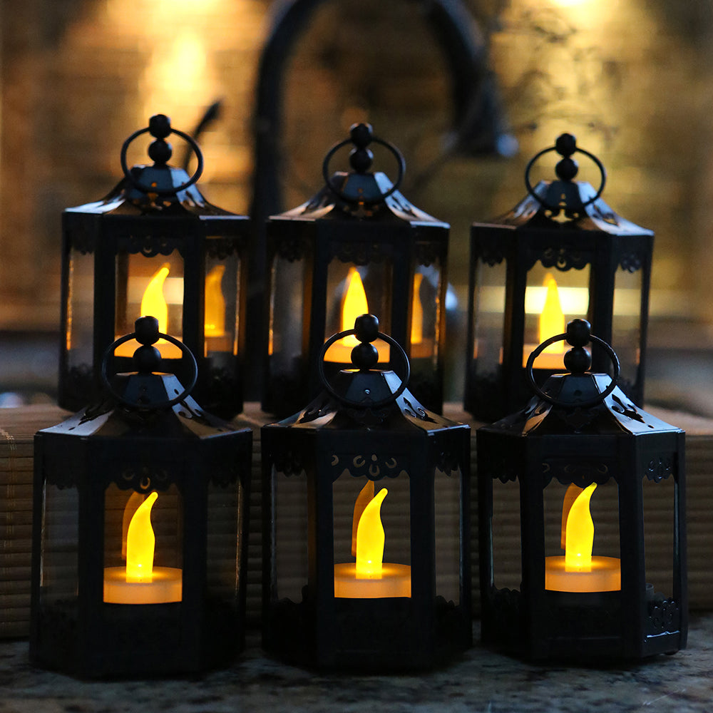 Black Hexagon Mini Lantern (Set of 6)