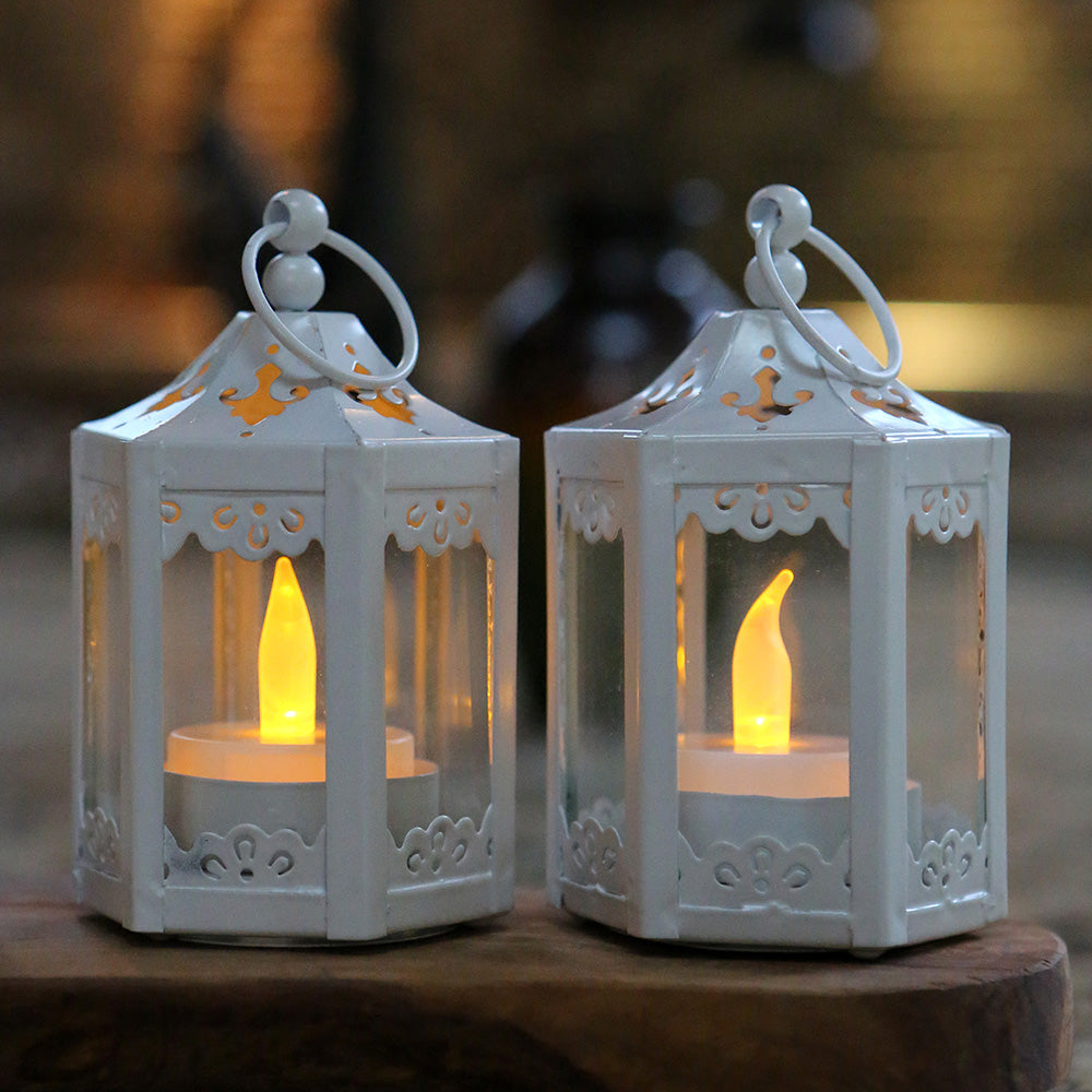 White Hexagon Mini Lantern (Set of 6) Alternate Image 3, Kate Aspen | Lanterns