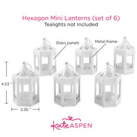 Thumbnail for White Hexagon Mini Lantern (Set of 6) Alternate Image 6, Kate Aspen | Lanterns
