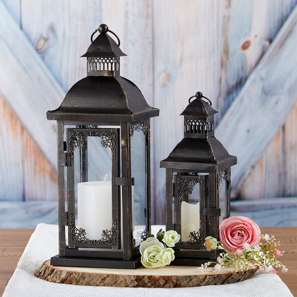 Antique Black Ornate Lantern - Small