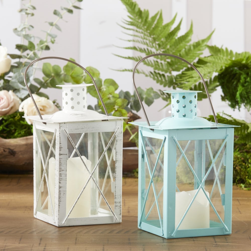 Luminous Blue Lantern Tea Light Holder - Medium Alternate Image 4, Kate Aspen | Lantern