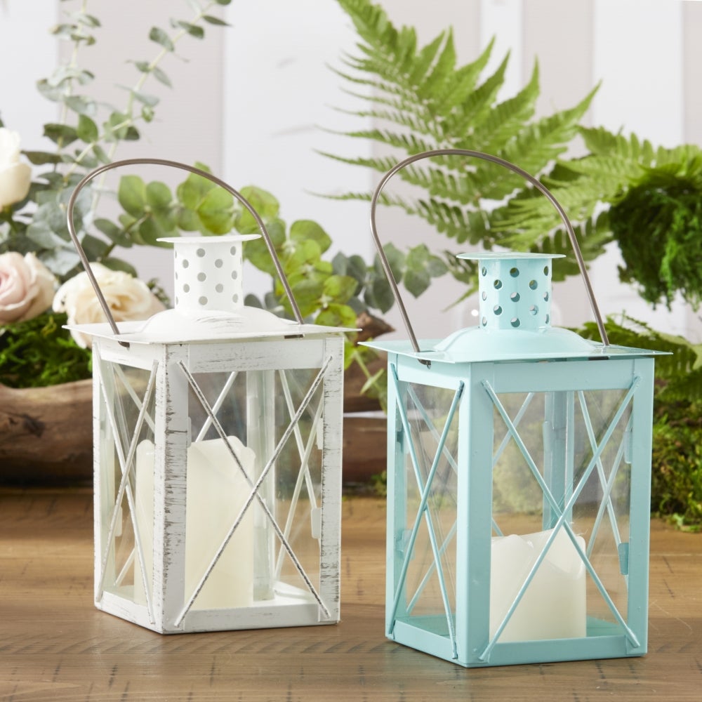 Kate Aspen Luminous Blue Mini-Lantern Tea Light Holder, (Set of 4) | 14006BL